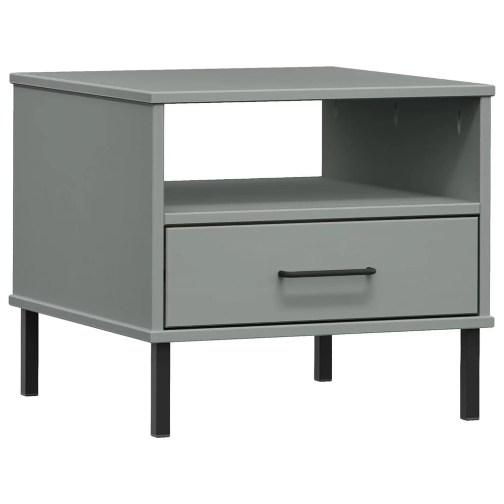 Gray Bedside Table with Metal Legs U452956