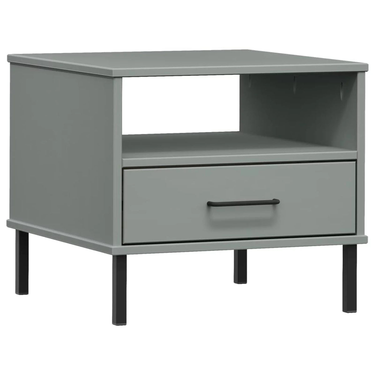 Gray Bedside Table with Metal Legs U452956
