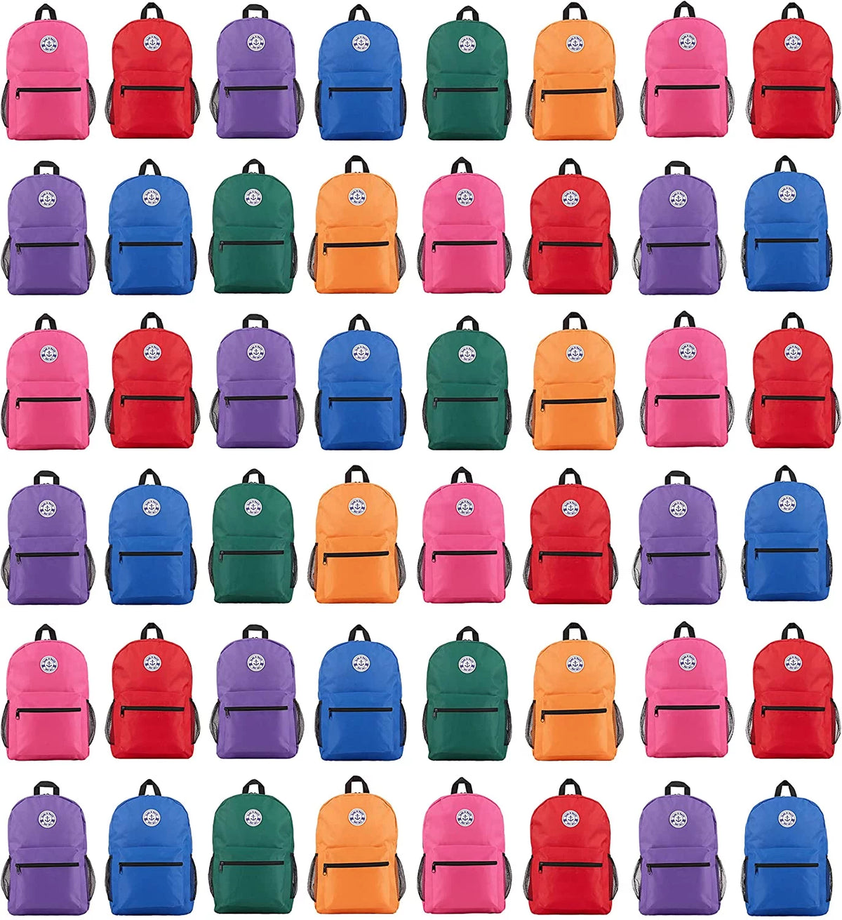 48 Pack 17 Inch Assorted Colors Water Resistant Backpacks V35896
