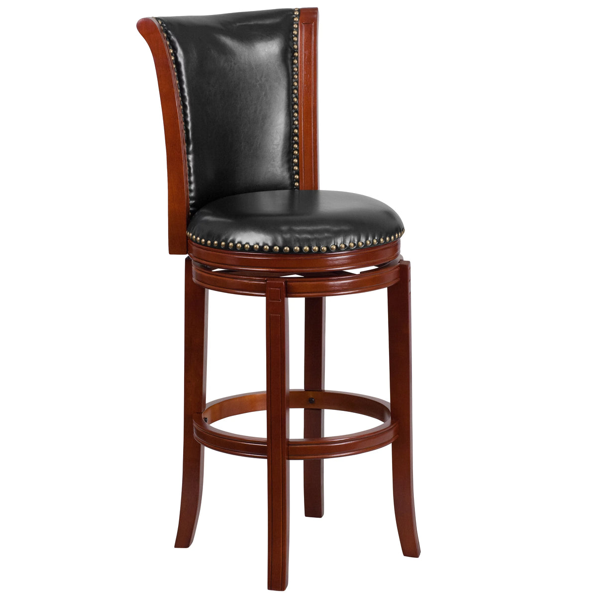 30'' High Dark Chestnut Wood Swivel Barstool P6445