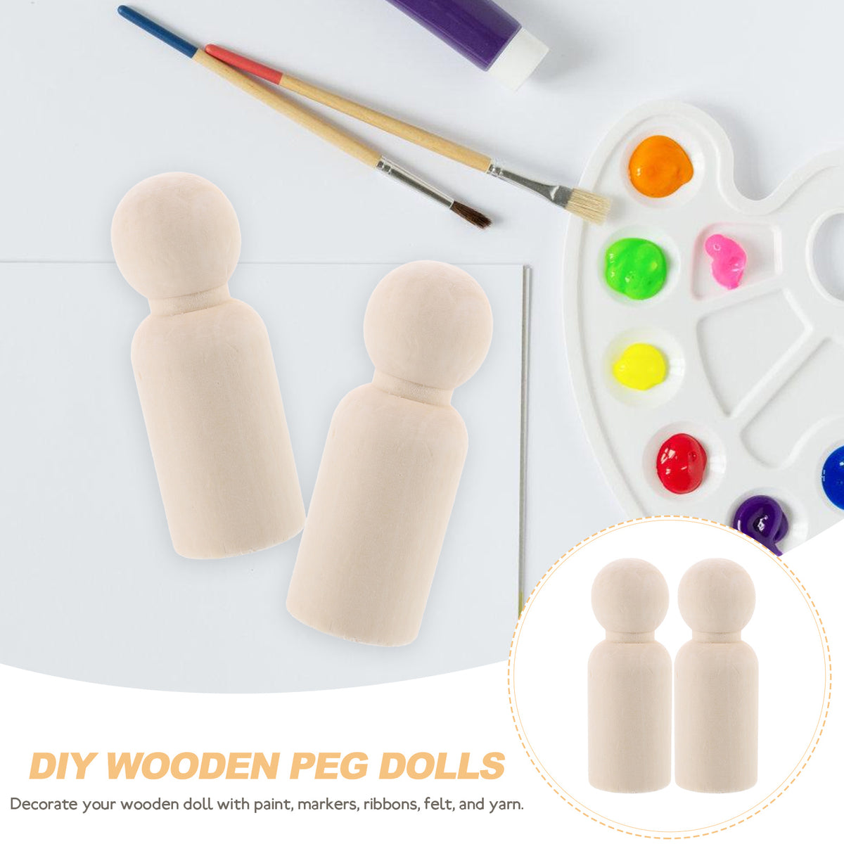 50pcs Unfinished Wooden Peg Dolls V716380
