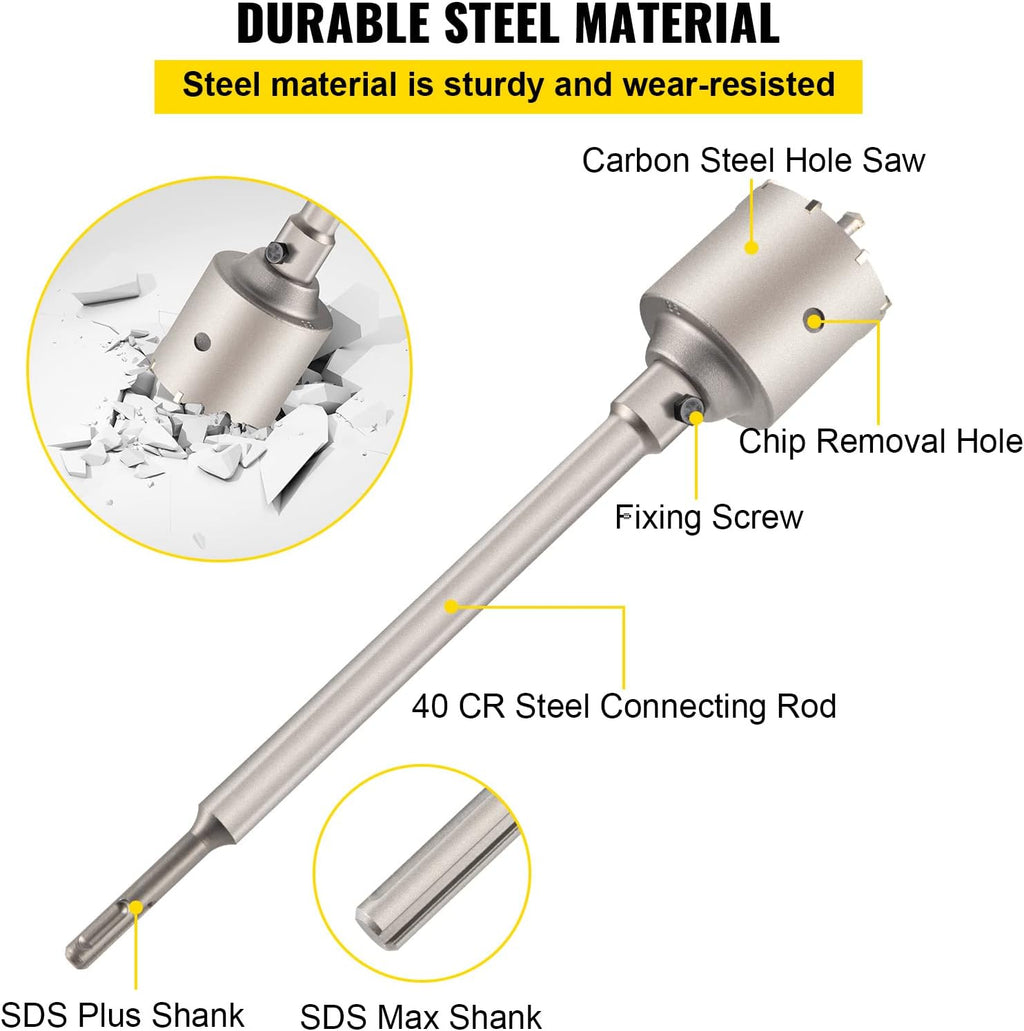 Concrete Hole Saw Kit, 3-15/16" Drill Bit Set, SDS Plus & SDS MAX Shank, Pack of 2 K2094