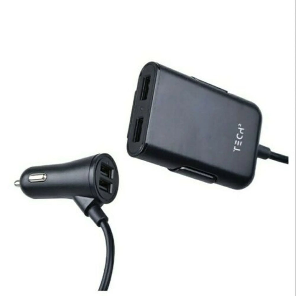Backseat Car Charger, 4 USB Ports (2pk) W489393