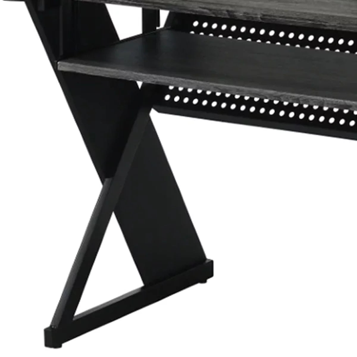 Gray Wood Music Desk Studio Station with Keyboard Tray and Shelves Z781280