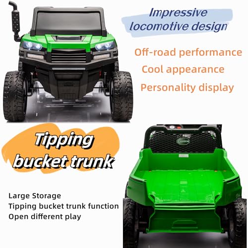 Green 2 Seater 4WD Ride On Car with EVA Tires, Remote Control, Dump Bed G276917