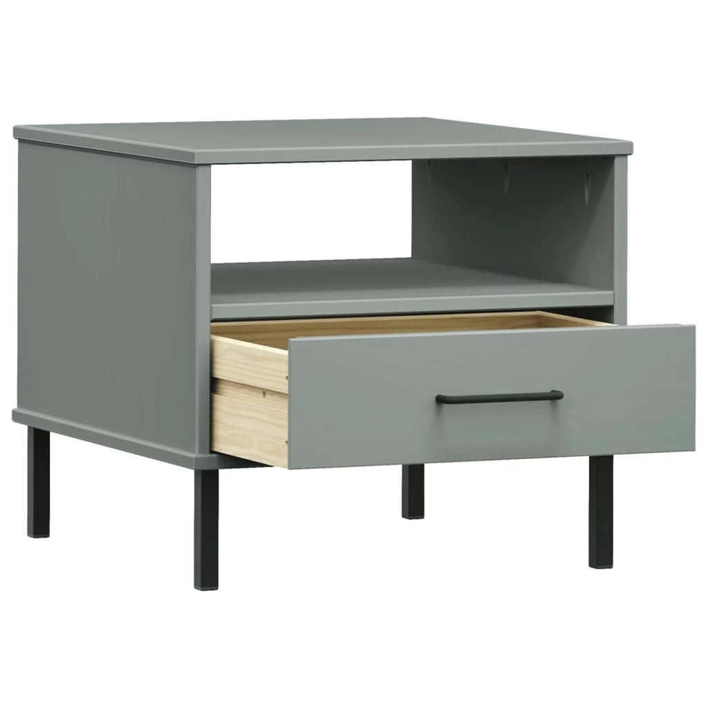 Gray Bedside Table with Metal Legs U452956