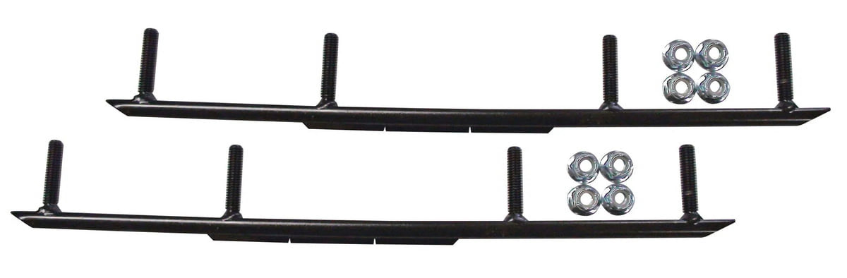 Black XCS Snowmobile Skis with 10" Round Bars Complete Kit D581