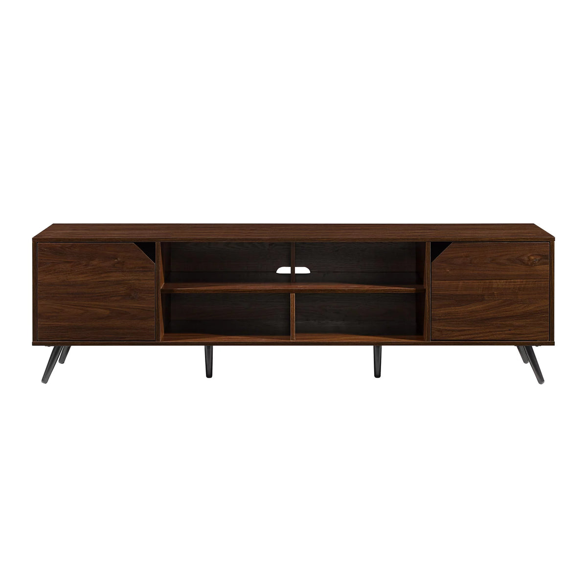 Mid-Century Modern Angle-Door TV Stand, Dark Walnut Y380563