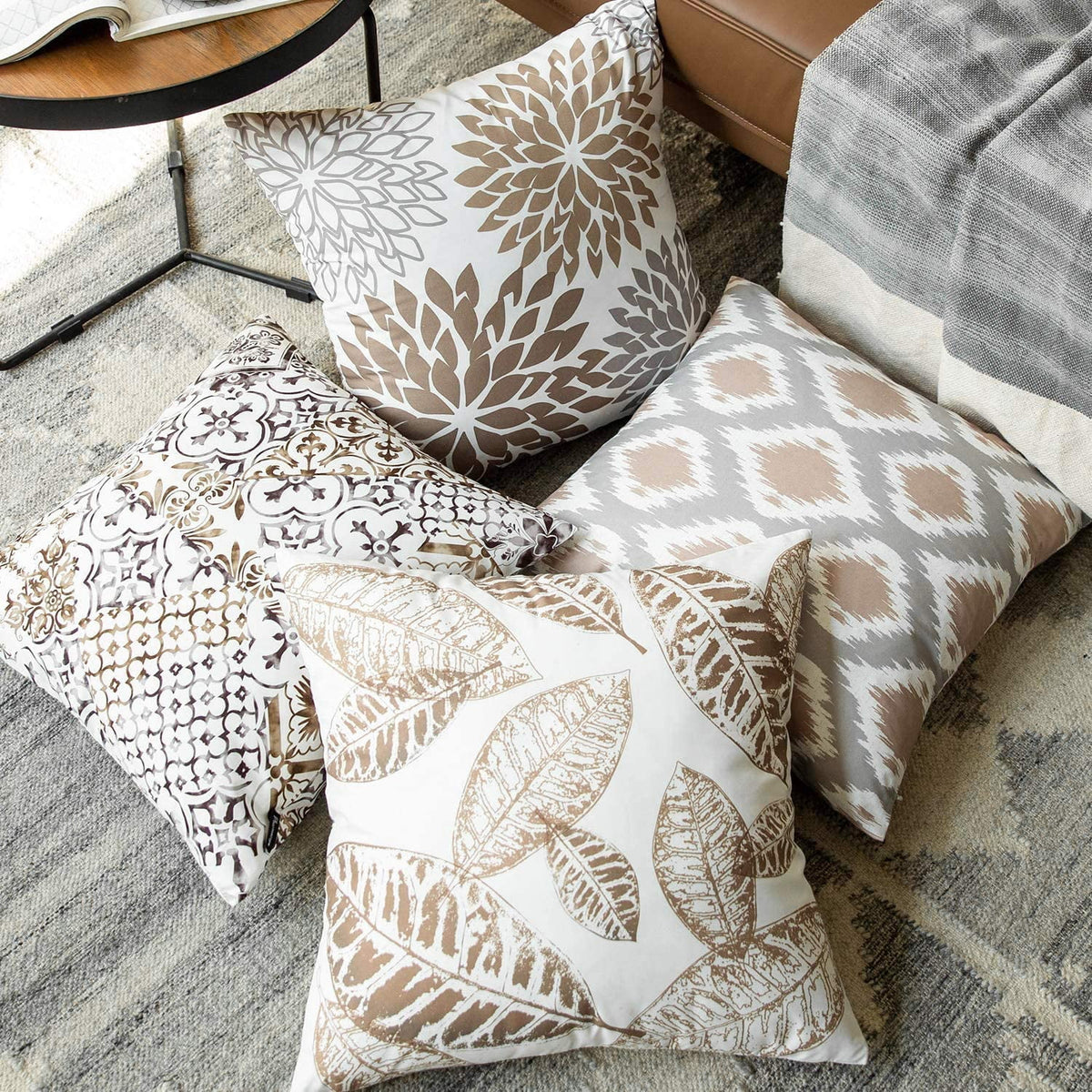 Brown 18" x 18" 4 Pack Decorative Throw Pillow C25897