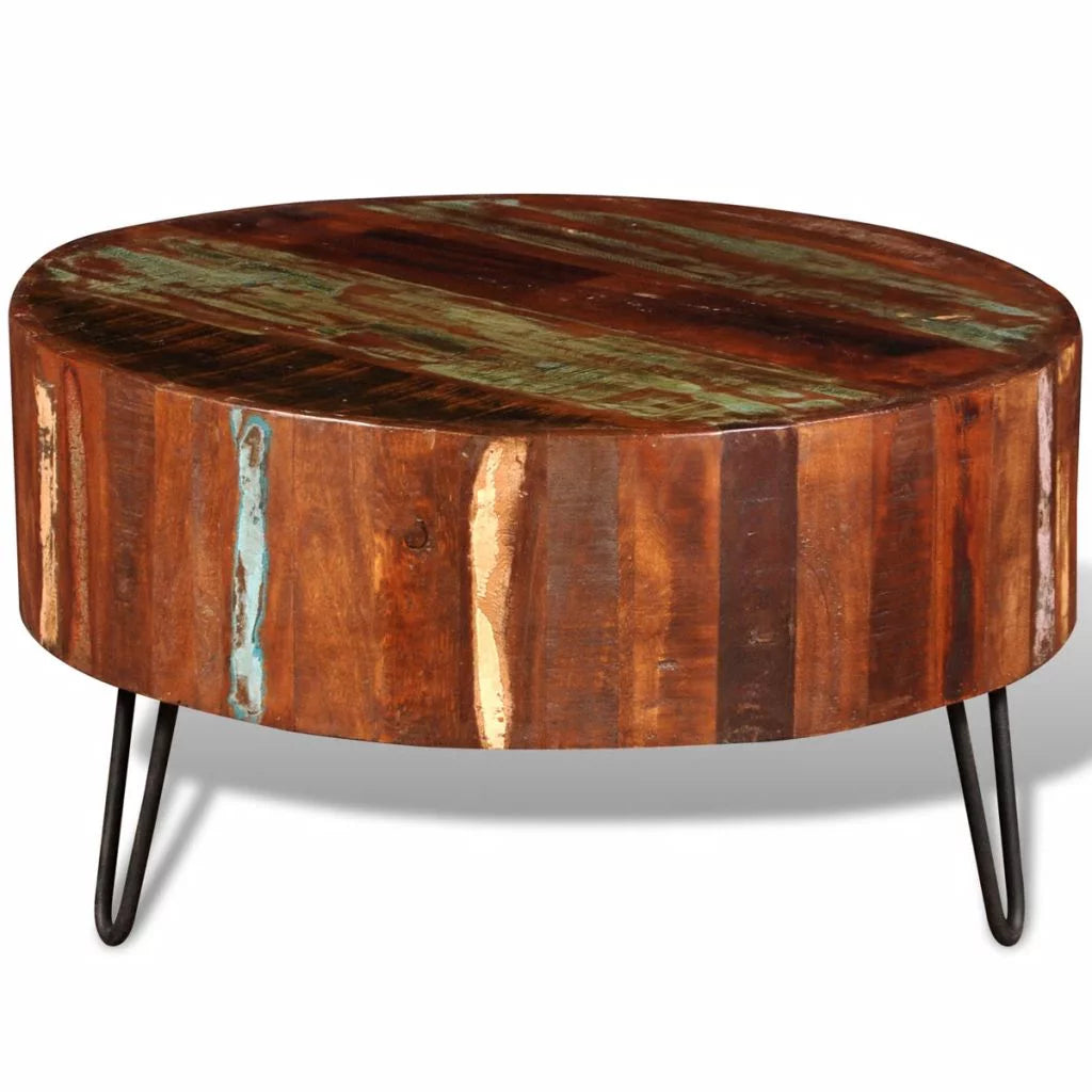 Solid Reclaimed Wood Round Coffee Table J843913
