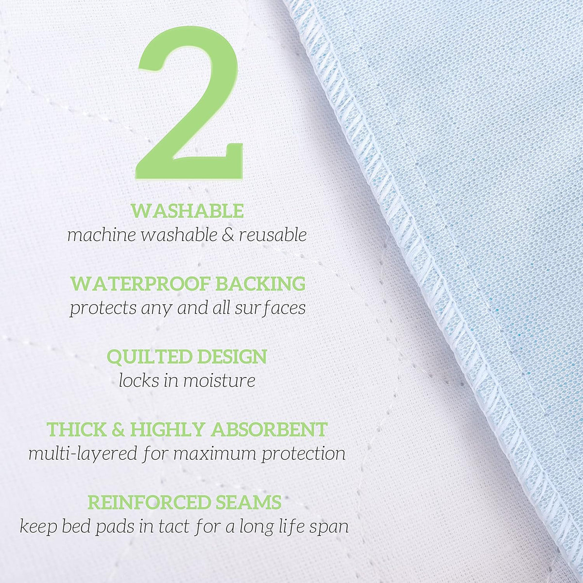 Washable Large Bed Pads, Pack of 6, 34 x 36 I23130