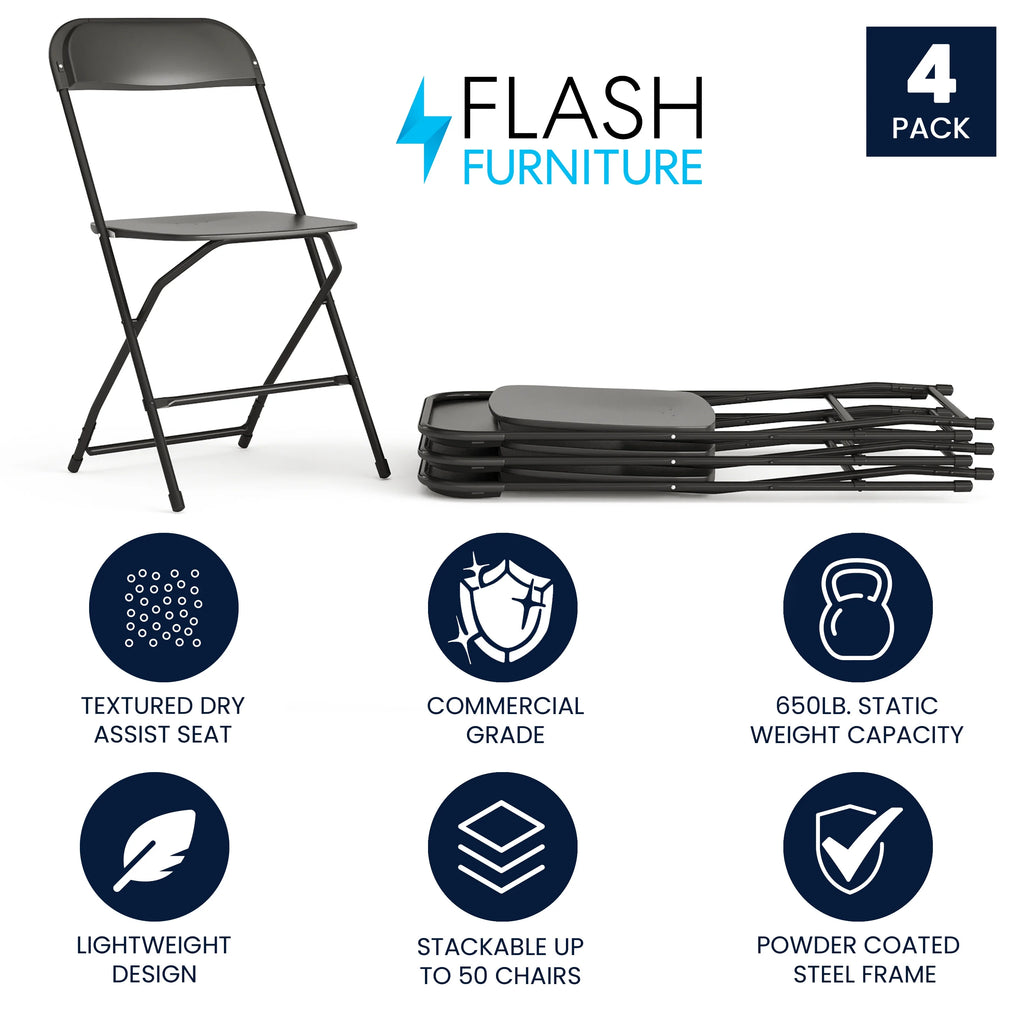 Beige Plastic Folding Chair 4 Pack U864519