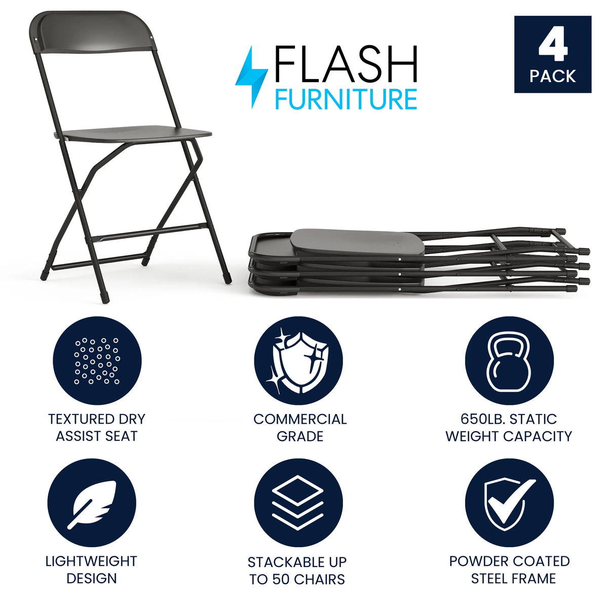Beige Plastic Folding Chair 4 Pack U864519