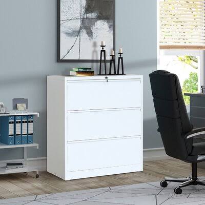 White 3-Drawer Lateral Filing Cabinet B801357