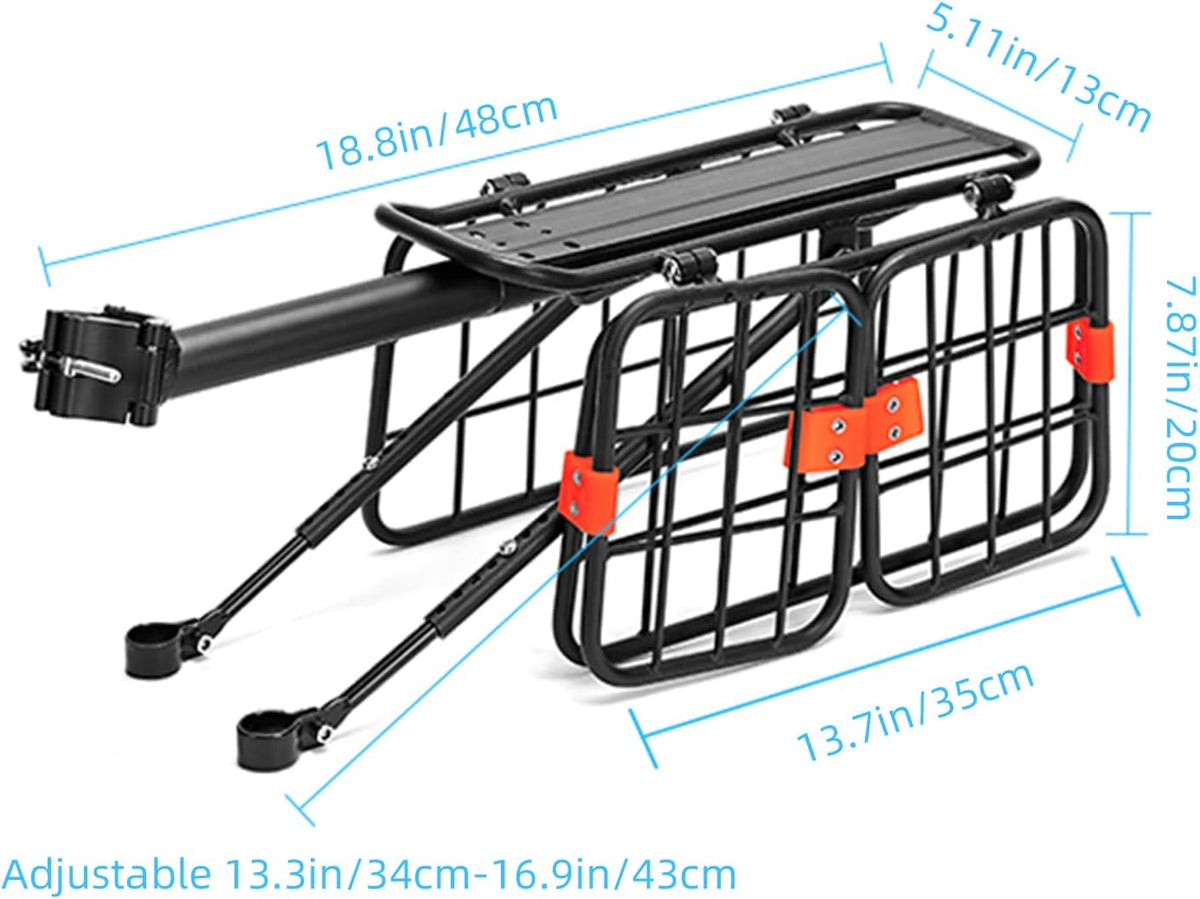 Bike Rear Rack with Basket, 165 LB Load, Aluminum Alloy, Quick Release, Pack of 2 I732