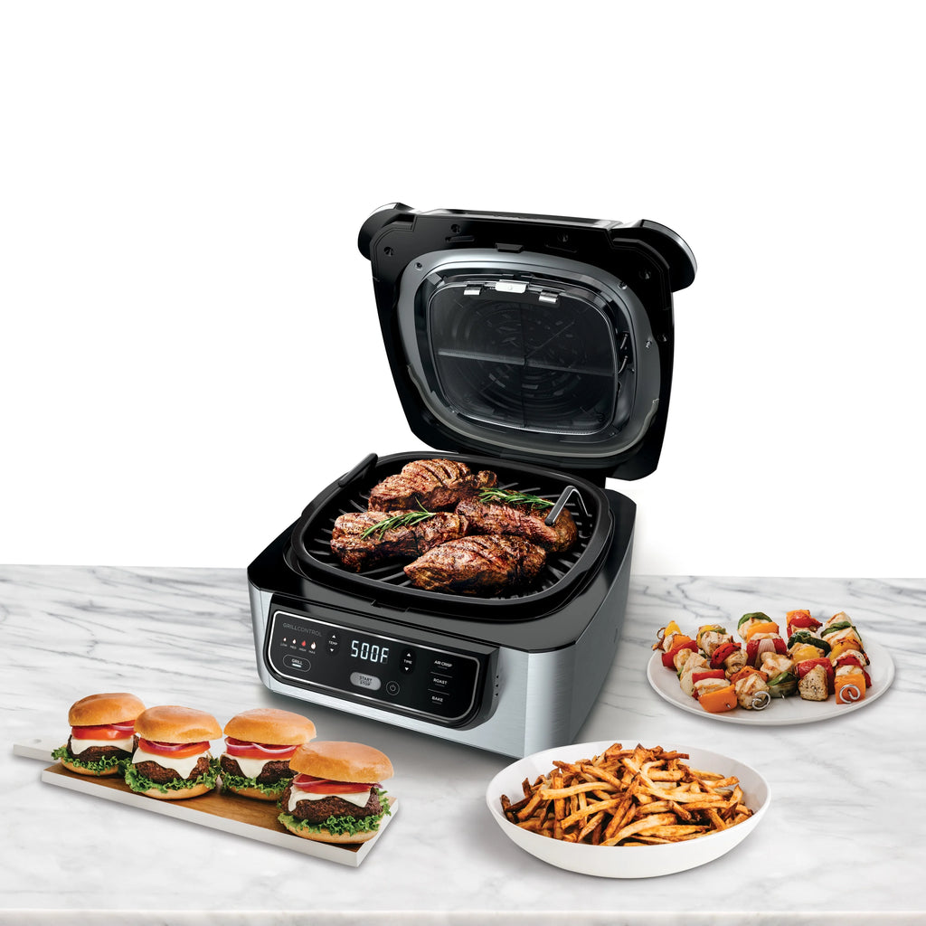 4-in-1 Indoor Grill with 4-qt Air Fryer, Black/Stainless M5413