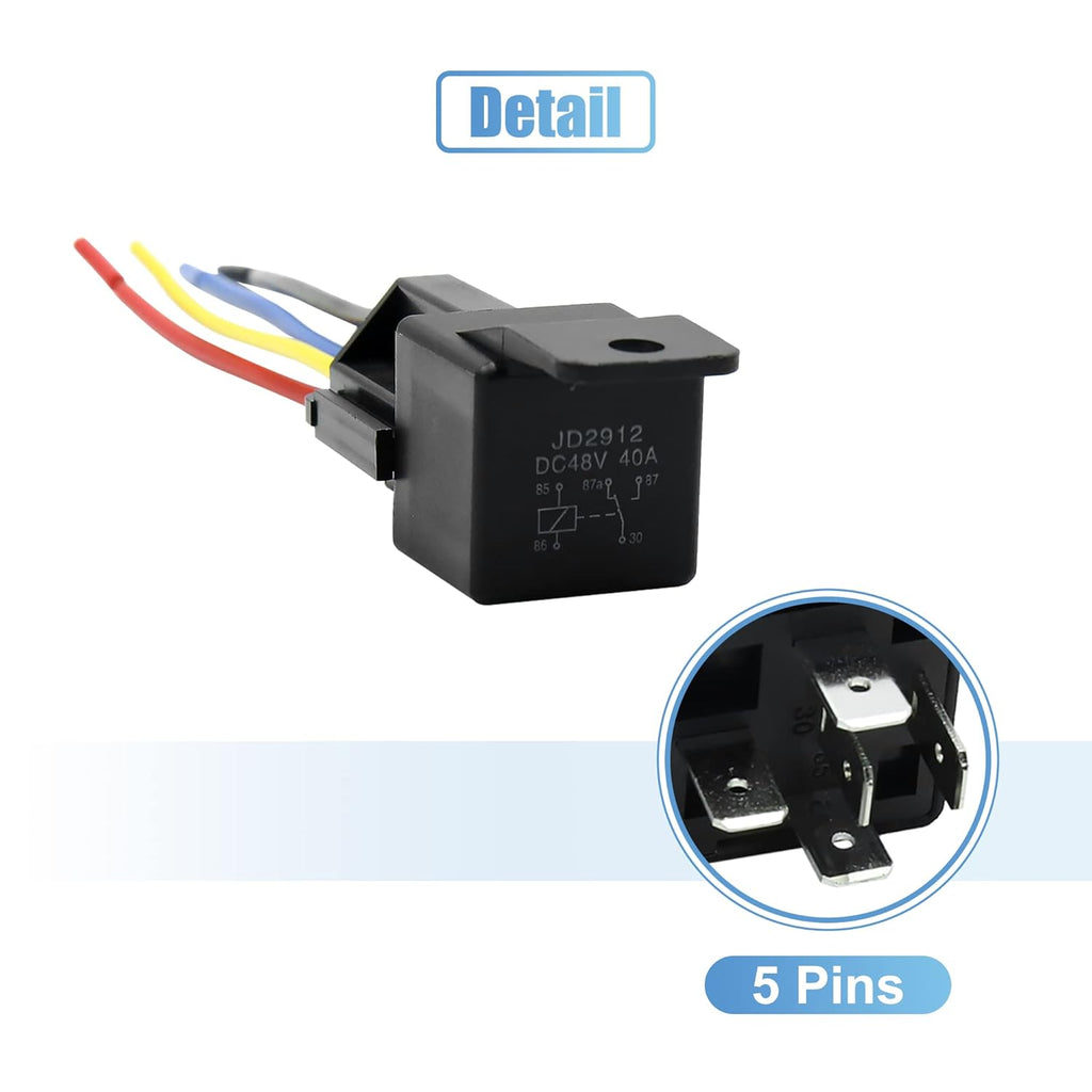 5 Pin DC 48V 40A Car Motor Fuse Relay Switch with Harness O8061