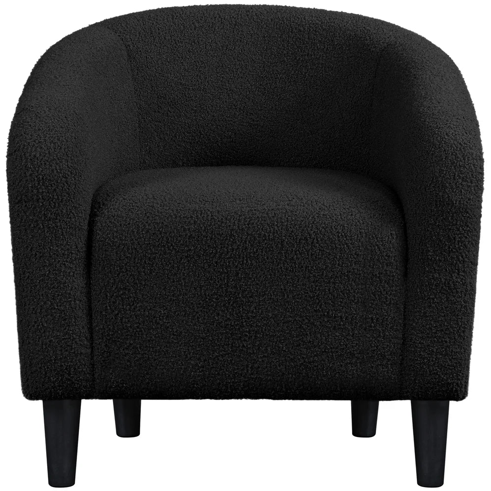 Set of 2 Black Boucle Barrel Chair E702