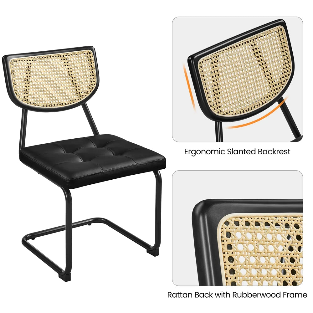 Black Armless Dining Chairs with Mesh Rattan Back A2088