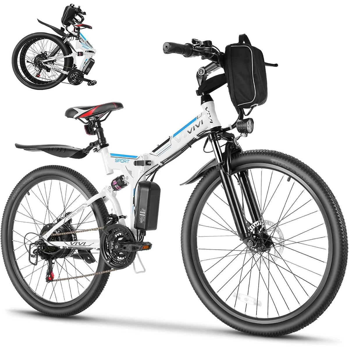 26'' Folding Electric Mountain Bike 500W 21 Speed 48V Removable Battery Z71441