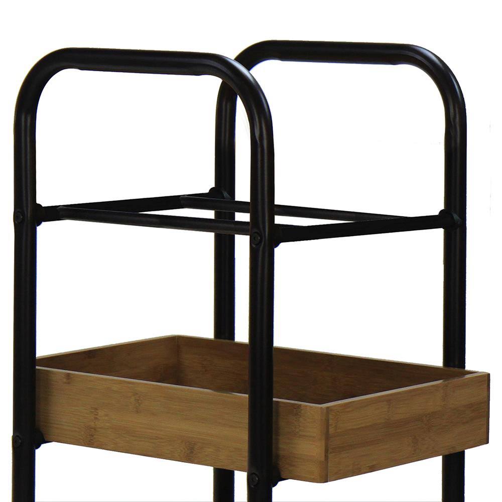 Portable Storage Cart with 3 Removable Bamboo Trays I6429