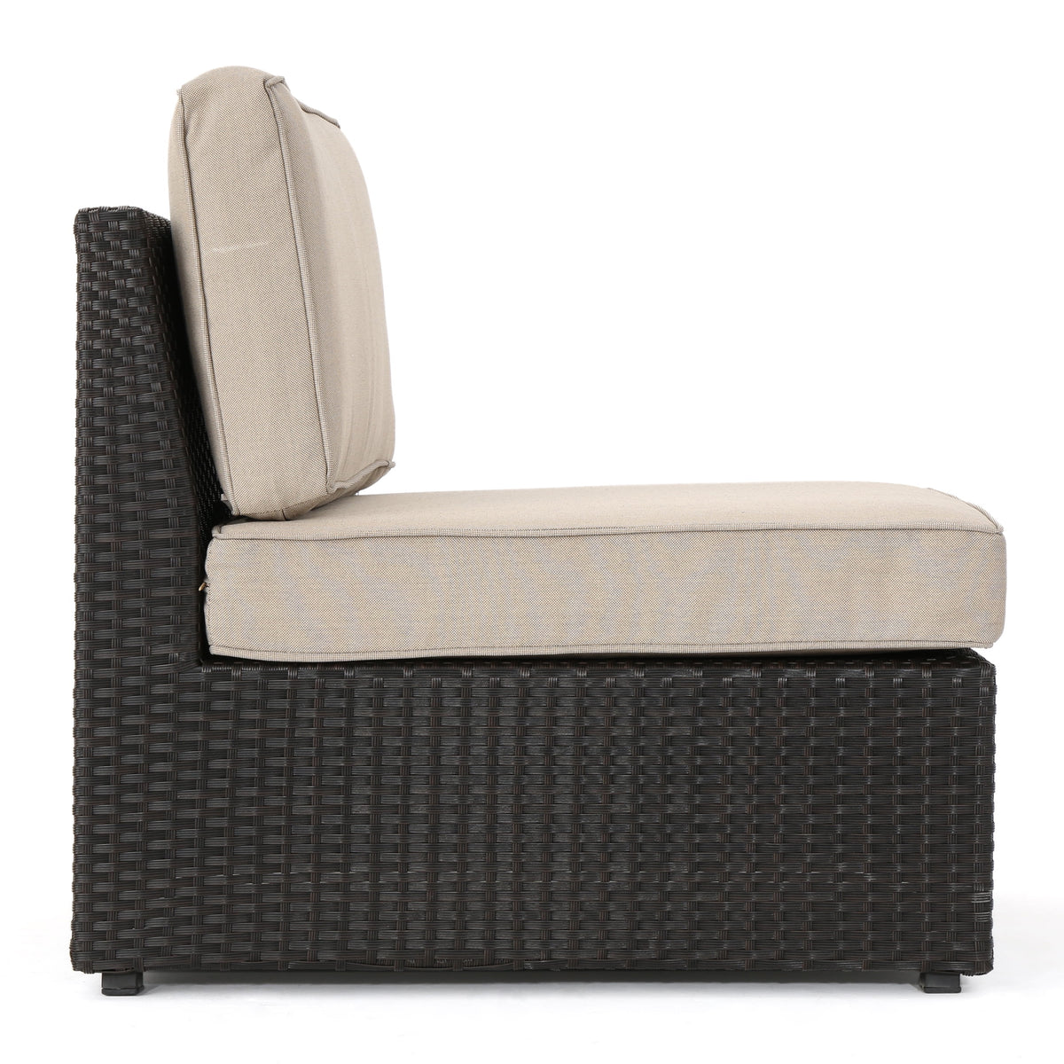 10 Piece Wicker Sofa Set with Cushions, Dark Brown, Beige O81206