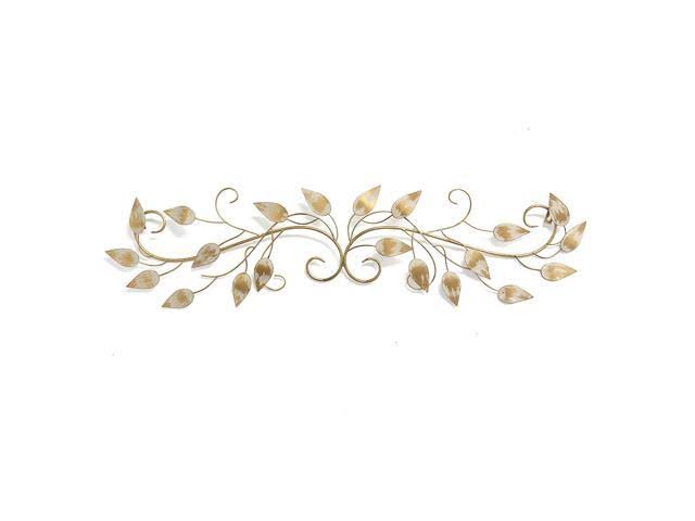 Gold Over The Door Scroll Wall Decor with Brushed Flowing Leaves W5647
