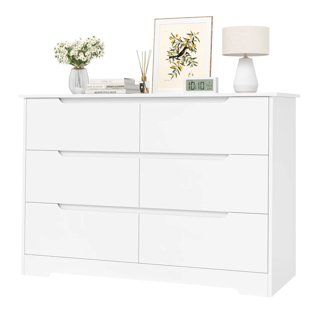 White 6 Drawer Wood Dresser N484