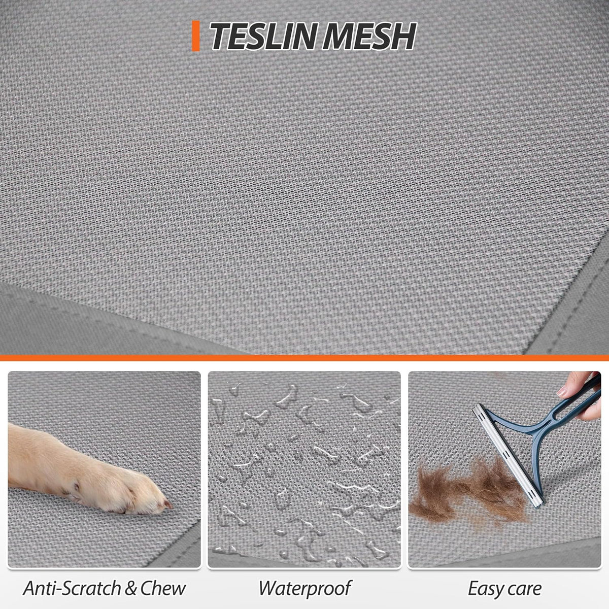 Grey 42 Inch Elevated Dog Bed with Mesh F872957