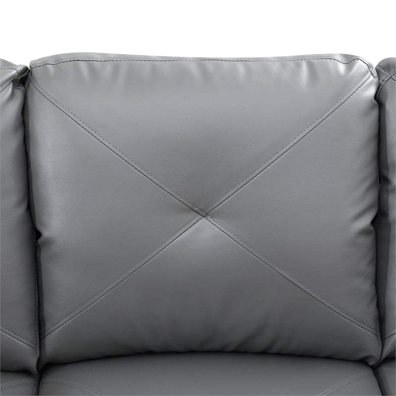 Faux Leather Left Facing Sectional Grey C909