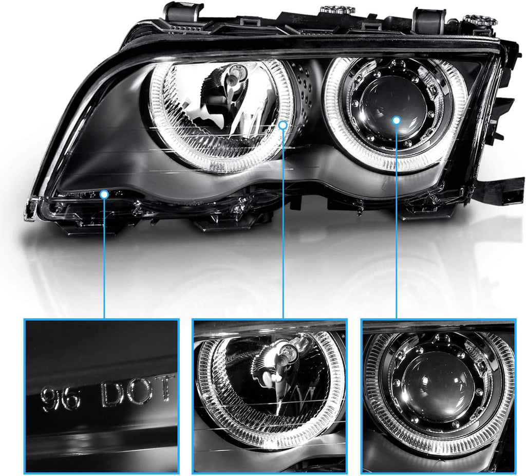 Black Projector Headlights for BMW 3 Series E46 4 Door D4431