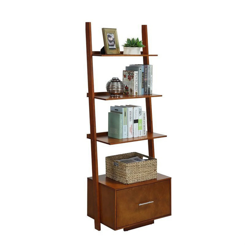 Ladder Bookcase with File Drawer C582
