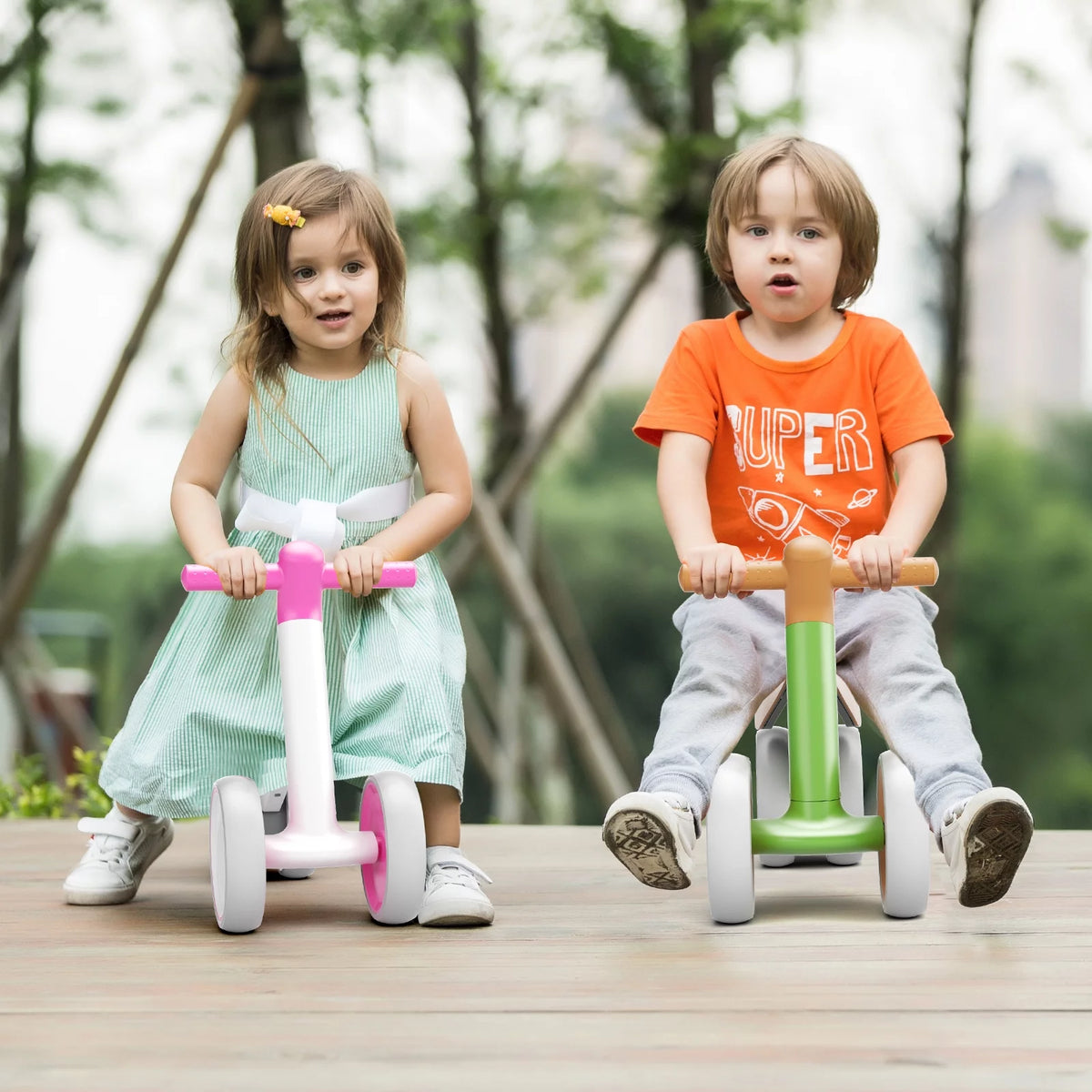 White 4 Wheels Baby Balance Bike Z637