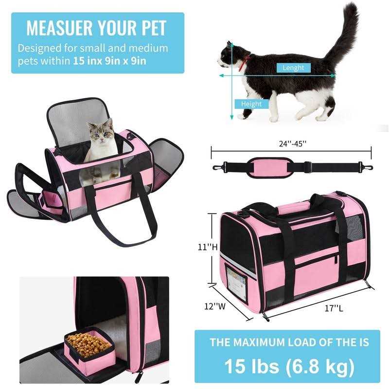 Airline Approved Pet Carrier for Small Dogs and Cats Under 15 Lbs F505
