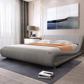 Queen Size Bed Frame with Curved Adjustable Headboard Grey M12204