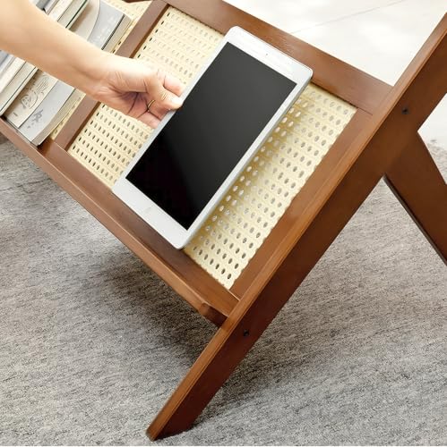 Boho Rattan Coffee Table with Glass Top & Rattan Shelf Q699