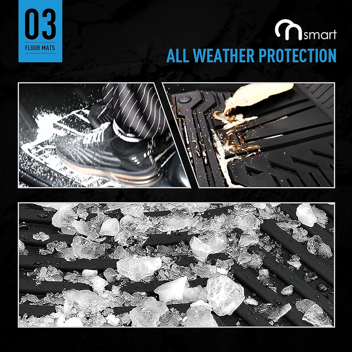 Black TPE All Weather Floor Mats Liners M490