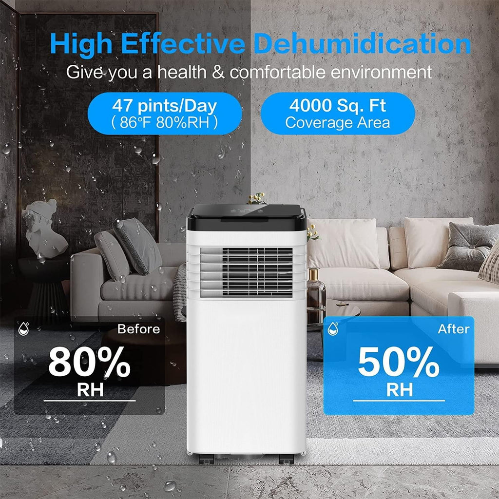 8,000 BTU Portable Air Conditioner with Remote and Window Kit, White N3376