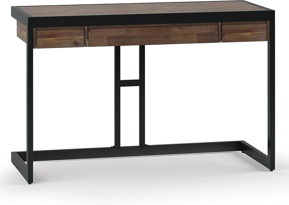 Solid Acacia Wood 48 Inch Wide Small Desk in Rustic Natural Aged Brown I10502