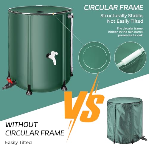 Black 53 Gallon Rain Barrel with Filter Two Spigots and Overflow Kit T7559
