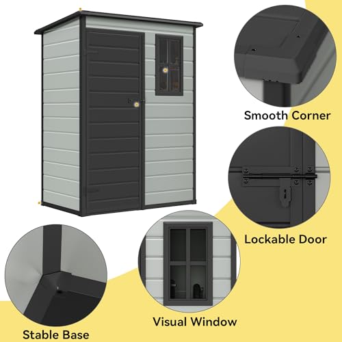 Blue-Gray 5x3 FT Resin Outdoor Storage Shed with Floor G33151