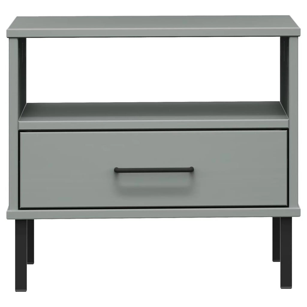 Gray Bedside Table with Metal Legs U452956