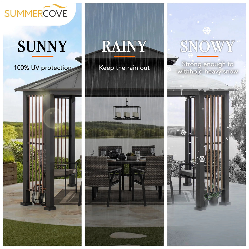 11 x 13 ft. 2-Tier Steel Hardtop Gazebo with Ceiling Hook V699100