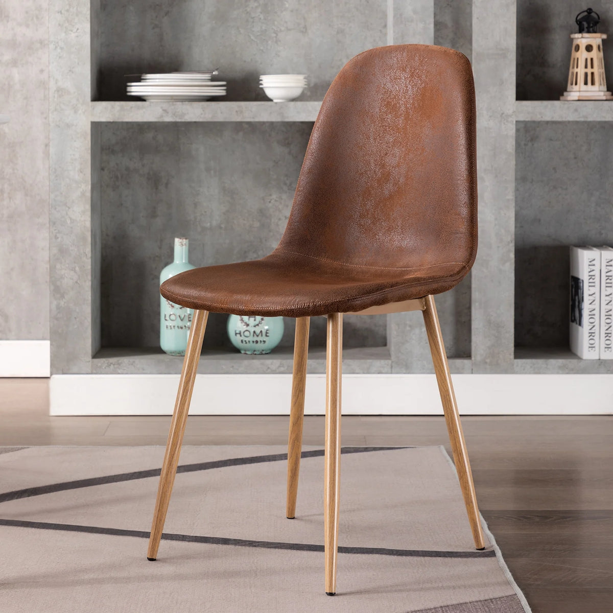 Set of 4 Faux Leather Dining Chairs with Metal Legs B87208