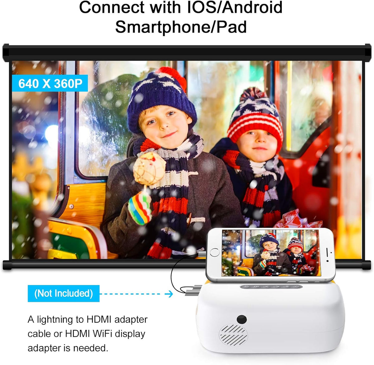 Mini Projector with HDMI USB TV AV Interfaces and Remote Control C434