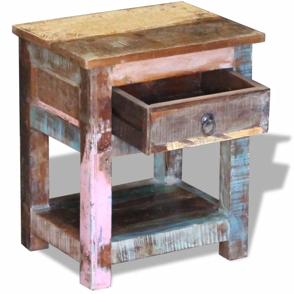 Side Table with 1 Drawer Solid Reclaimed Wood L7854