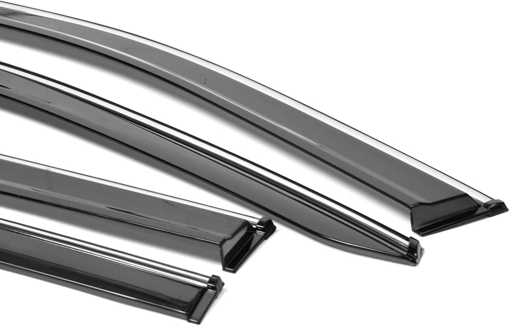 Window Visor Rain Guard Shade 4PC Injection Polycarbonate with Chrome Trim L2258