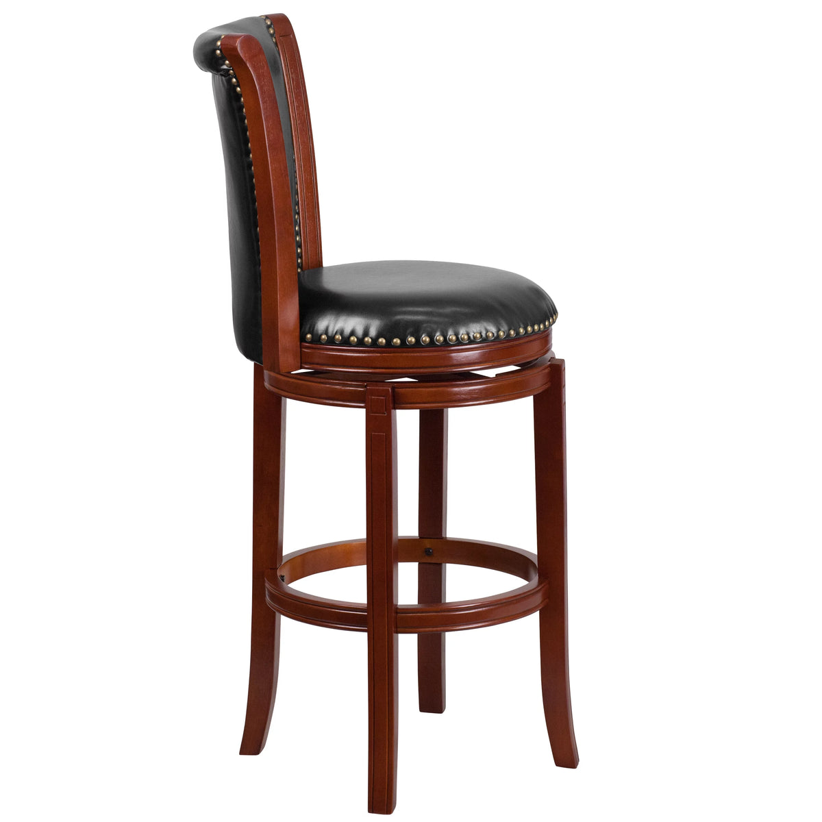 30'' High Dark Chestnut Wood Swivel Barstool P6445