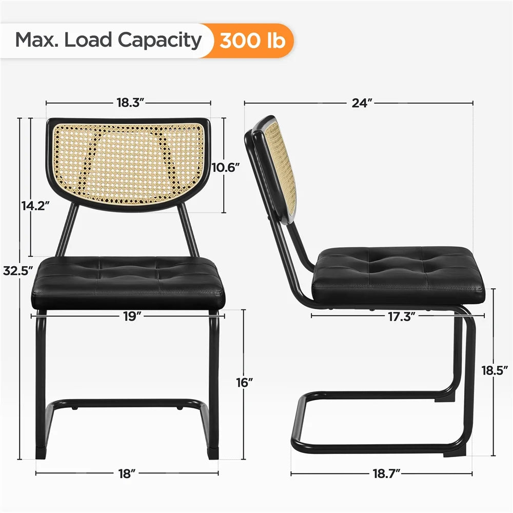 Black Armless Dining Chairs with Mesh Rattan Back A2088