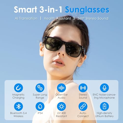 Bluetooth Sunglasses with Polarized Lens and Built-in Mic & Speakers Y14458